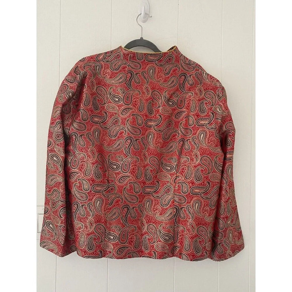 Vintage Chinese Silk Jacket Blazer Red & Gold X-Large - Picture 2 of 5